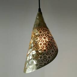Brass Cone Pendant Light 3D Metal Lace Chandelier, Burnt Orange - thumbnail 3