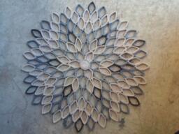 Large Round Dahlia Paper Wall Art Gray Tan Floral Decor - thumbnail 1