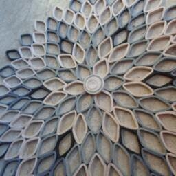 Large Round Dahlia Paper Wall Art Gray Tan Floral Decor - thumbnail 4