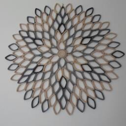 Large Round Dahlia Paper Wall Art Gray Tan Floral Decor - thumbnail 2