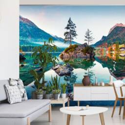 Hintersee Lake Peel & Stick Wallpaper Mural Bavarian Alps Art Print, Removable - thumbnail 3