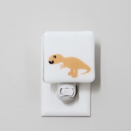 Orange T-Rex Dinosaur Fused Glass Nightlight - Nursery Baby Shower Gift Boy Kids Tyrannosaurus Rex