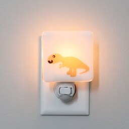 Orange T-Rex Dinosaur Fused Glass Nightlight - Nursery Baby Shower Gift Boy Kids Tyrannosaurus Rex - thumbnail 2