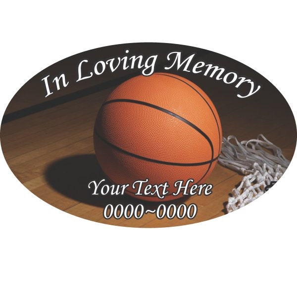 Basketball in Loving Memory Full Color Oval 012 Custom Vinyl Wall Decal Or Car Sticker - Ilmfullcoloroval012Et