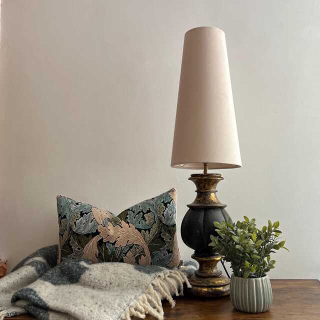 Cream Velvet Cone Lampshade, Extra Tall Conical - image 1