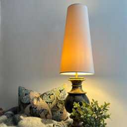 Cream Velvet Cone Lampshade, Extra Tall Conical - thumbnail 2