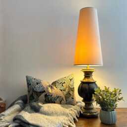 Cream Velvet Cone Lampshade, Extra Tall Conical - thumbnail 3