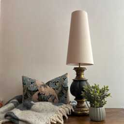 Cream Velvet Cone Lampshade, Extra Tall Conical