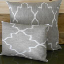 Grey Moroccan Ikat Pillow Cover Double Sided Linen Accent - thumbnail 3