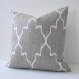 Grey Moroccan Ikat Pillow Cover Double Sided Linen Accent - thumbnail 2