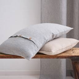 Linen Pillow Cover. Washed Linen Pillowcase With Buttons. Stylish Custom Size Pillow For Living Room - thumbnail 3