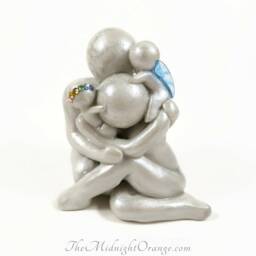 Rainbow Baby Memorial Sculpture Twin Loss Keepsake, Clay Angel - thumbnail 3