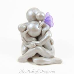 Rainbow Baby Memorial Sculpture Twin Loss Keepsake, Clay Angel - thumbnail 1