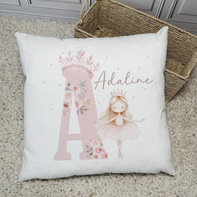 Personalised Pink Ballerina Cushion, Girl's Ballet Gift, Bedroom Nursery Decor, Pillow, Choice Of Hair Colour/style - image 1