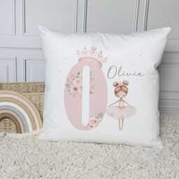Personalised Pink Ballerina Cushion, Girl's Ballet Gift, Bedroom Nursery Decor, Pillow, Choice Of Hair Colour/style - thumbnail 3