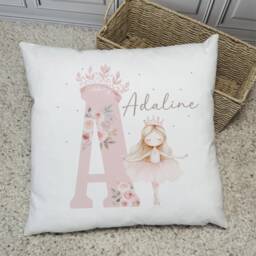 Personalised Pink Ballerina Cushion, Girl's Ballet Gift, Bedroom Nursery Decor, Pillow, Choice Of Hair Colour/style
