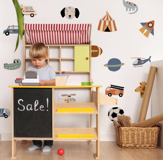 Colorful Fabric Wall Decals Boys Nursery, Playroom Stickers - image 1