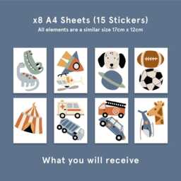 Colorful Fabric Wall Decals Boys Nursery, Playroom Stickers - thumbnail 3