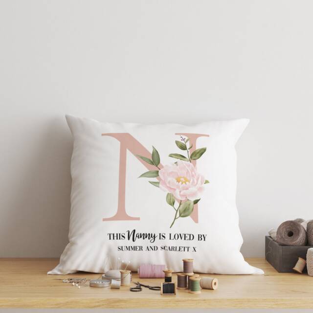 Personalized Floral Nanny Cushion, Mothers Day Gift - image 1