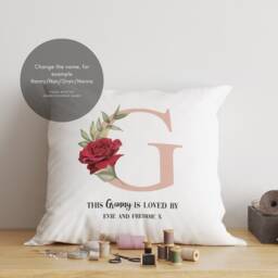 Personalized Floral Nanny Cushion, Mothers Day Gift - thumbnail 2
