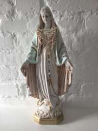 Hand-Painted Virgin Mary Statue, French Shabby Chic Religious Decor, 20 Inch - thumbnail 1