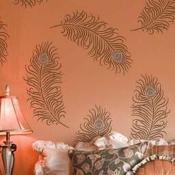 Peacock Feather Grande Wall Art Stencil - Size Large Easy Reusable Stencils Better Than Decals