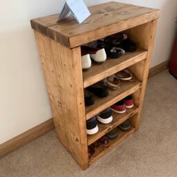 Shoe Bench Shoe Rack Rustic Solid Wood Bench 3 Shelf 4 Hallway Storage Oak Pin Walnut - thumbnail 2