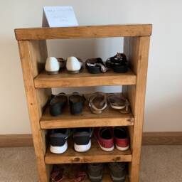 Shoe Bench Shoe Rack Rustic Solid Wood Bench 3 Shelf 4 Hallway Storage Oak Pin Walnut - thumbnail 3