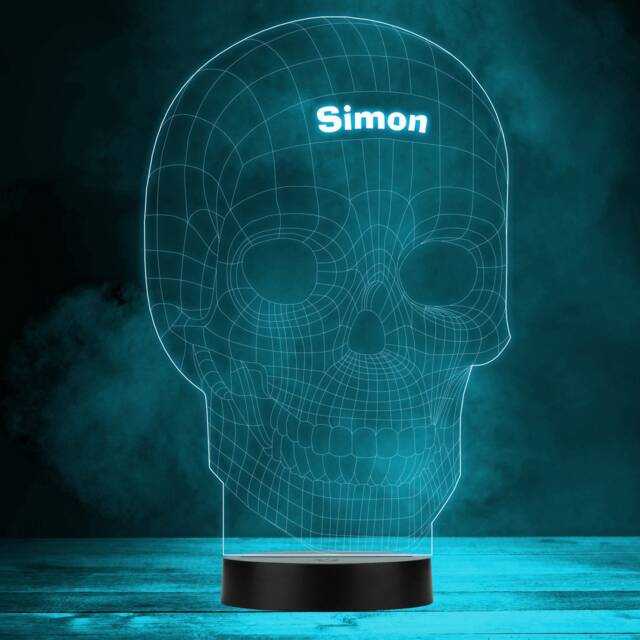 Geometric Skull Gothic Personalised Gift Colour Changing Led Lamp Night Light - image 1