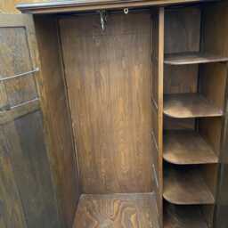 Vintage Old Charm Linenfold Painted Taupe & Gold Wardrobe - thumbnail 3