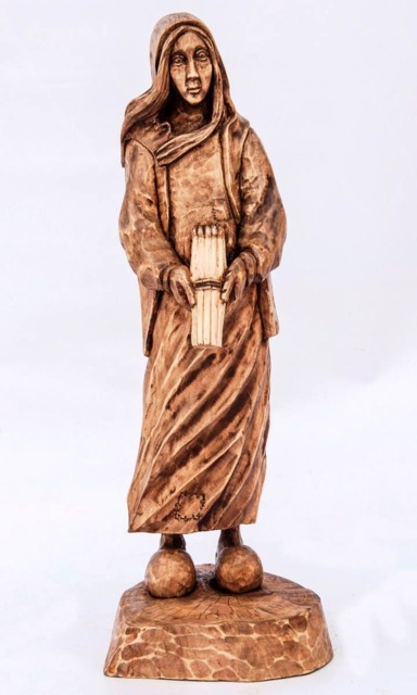 The Girl With Matches Wooden Statue Hand Made Sculpture - image 1