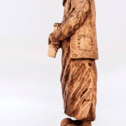 The Girl With Matches Wooden Statue Hand Made Sculpture - thumbnail 2
