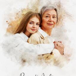 Personalised Mothers Day Gift, Gift For Mum, Mother & Daughter Portrait, Christmas Gift Birthday For Nanny - thumbnail 2