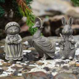 Set 3 Peter Rabbit Jemima Tiggywinkle Resin Ornament Statue Home Garden