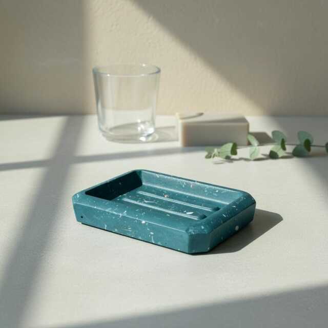 Modern Terrazzo Cement Soap Dish Stylish Bath Accessory For Shampoo Bars & Shower Essentials - image 1