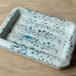 Modern Terrazzo Cement Soap Dish Stylish Bath Accessory For Shampoo Bars & Shower Essentials - thumbnail 3