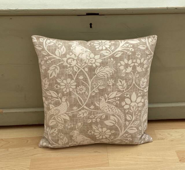 Large Country Linen Cushion Cover Heathland Game Birds & Hares - image 1