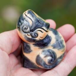 Hand Painted Porcelain Tortoiseshell Cat Figurine Tortie Decor