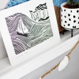 Wall Mural Wavy Bay, Abstract Art Print With Coastal Natural Paper - thumbnail 3