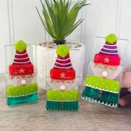 Fun & Festive Boy Elf Fused Glass Candle Holder Christmas Decoration - Cornish Fused Glass, Cornwall - thumbnail 4