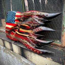 Wood American Flag Handmade Rustic Waving Distressed Living Room Wall Art - thumbnail 2