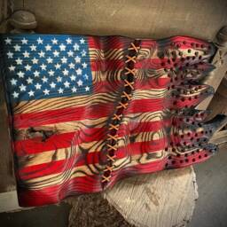Wood American Flag Handmade Rustic Waving Distressed Living Room Wall Art - thumbnail 3