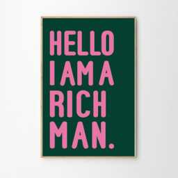 Hello I Am A Rich Man Quote Art Canvas Poster, Trendy Wall Art, Apartment Aesthetic Decor, Retro Home Printed Gift - thumbnail 2