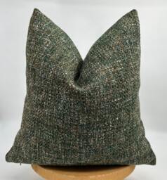 Handwoven Green & Brown Tweed Throw Pillow Cover, Decorative Textured Cushion Cover For Sofa Couch20x20 - thumbnail 1