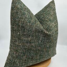 Handwoven Green & Brown Tweed Throw Pillow Cover, Decorative Textured Cushion Cover For Sofa Couch20x20 - thumbnail 3
