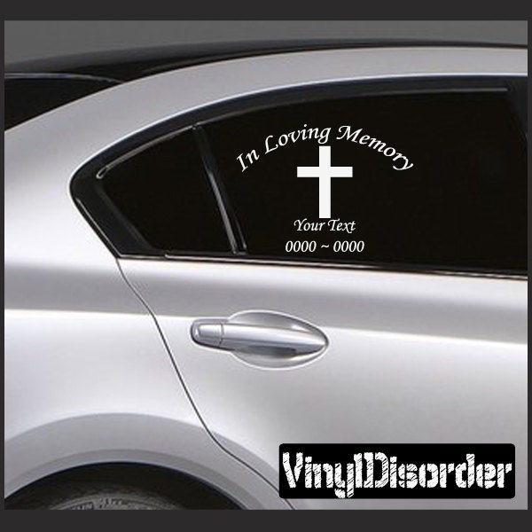 Cross 6 in Loving Memory Custom Car Or Wall Vinyl Decal Stickers - Ilmcross6Et - image 1