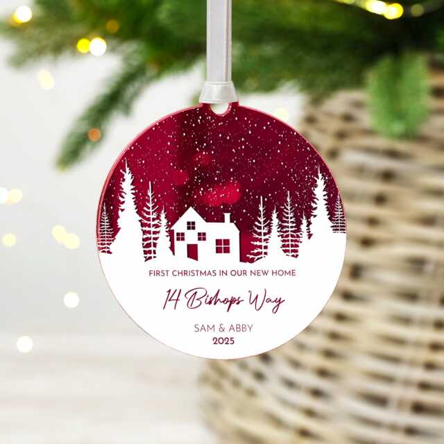 Personalised First Christmas New Home Ornament Mirror Xmas Decoration - image 1
