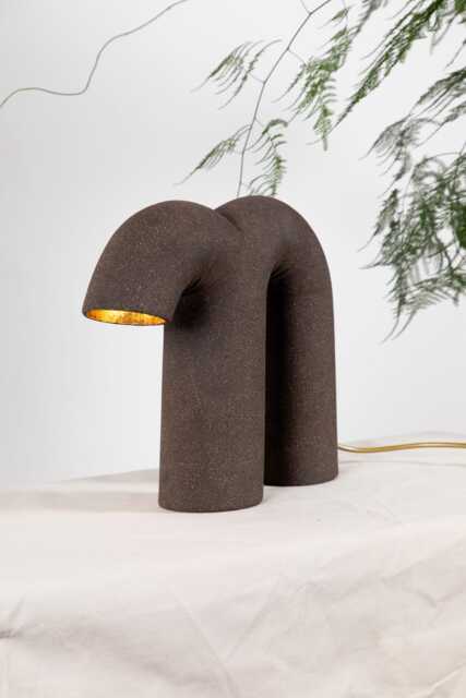 Handmade Ceramic Desk Lamp, Minimalist Light, Black Clay Contemporary Design, Unique Sculptural Lighting - image 1
