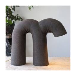 Handmade Ceramic Desk Lamp, Minimalist Light, Black Clay Contemporary Design, Unique Sculptural Lighting - thumbnail 3