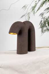 Handmade Ceramic Desk Lamp, Minimalist Light, Black Clay Contemporary Design, Unique Sculptural Lighting - thumbnail 1